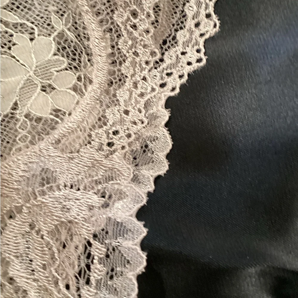 VS Crop Top Sheer Lace Longline Bralette Crop Top. Heather Gray - Picture 5 of 9